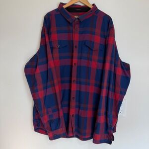 Smith + Rogue Plaid Flannel Button Down Blue Red Mens 3XL Workwear